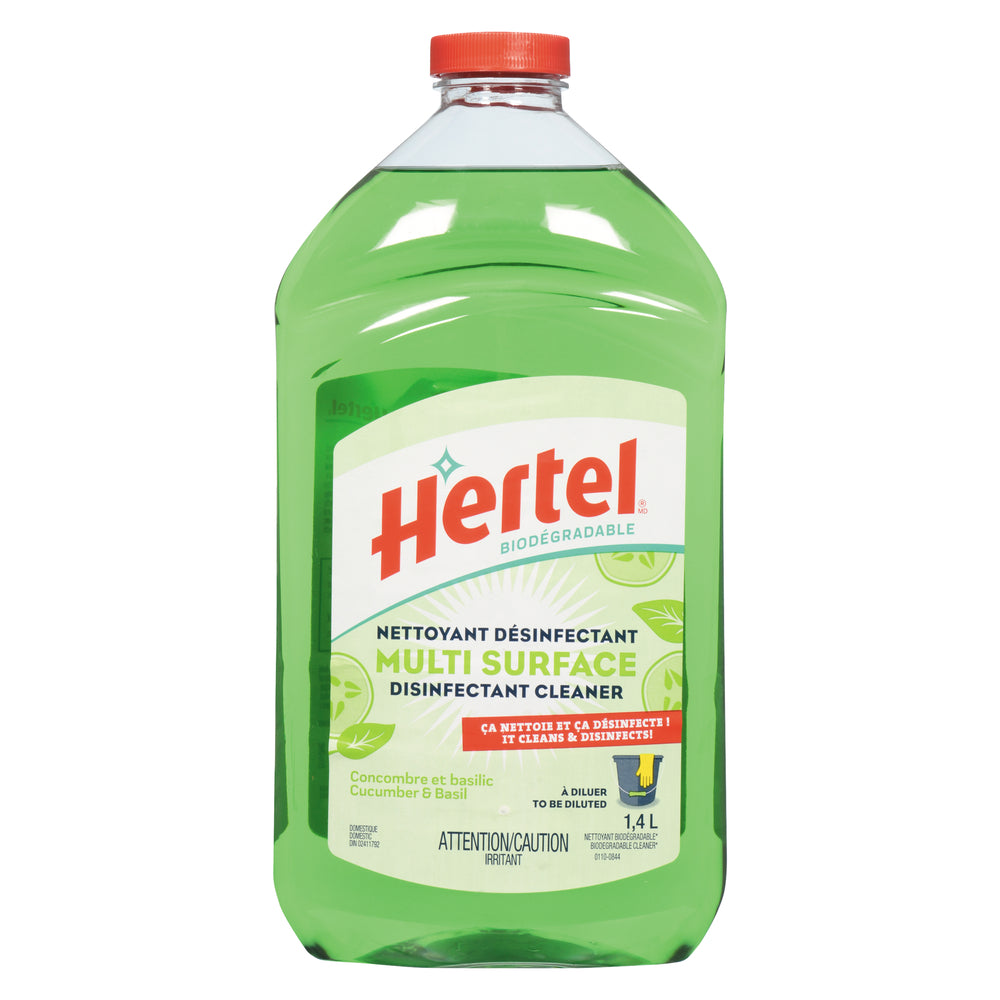 HERTEL MULTI-PURPOSE LIQUID CLEANER CUCUMBER BASIL, 12 X 1.400 LT