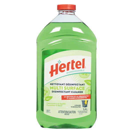 HERTEL MULTI-PURPOSE LIQUID CLEANER CUCUMBER BASIL, 12 X 1.400 LT
