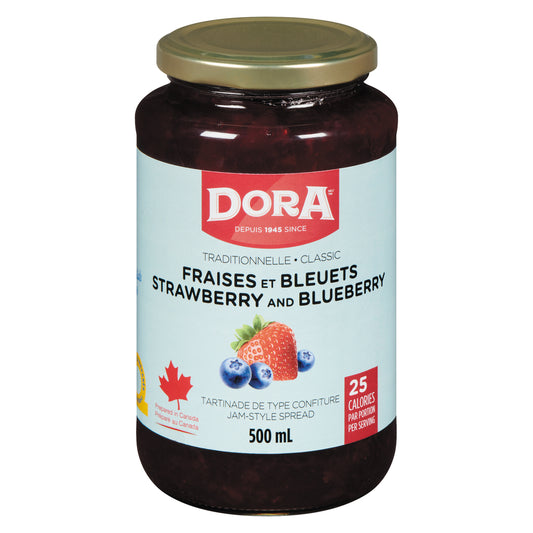DORA LIGHT STRAWBERRY BLUEBERRY SPREAD, 12 X 500 ML