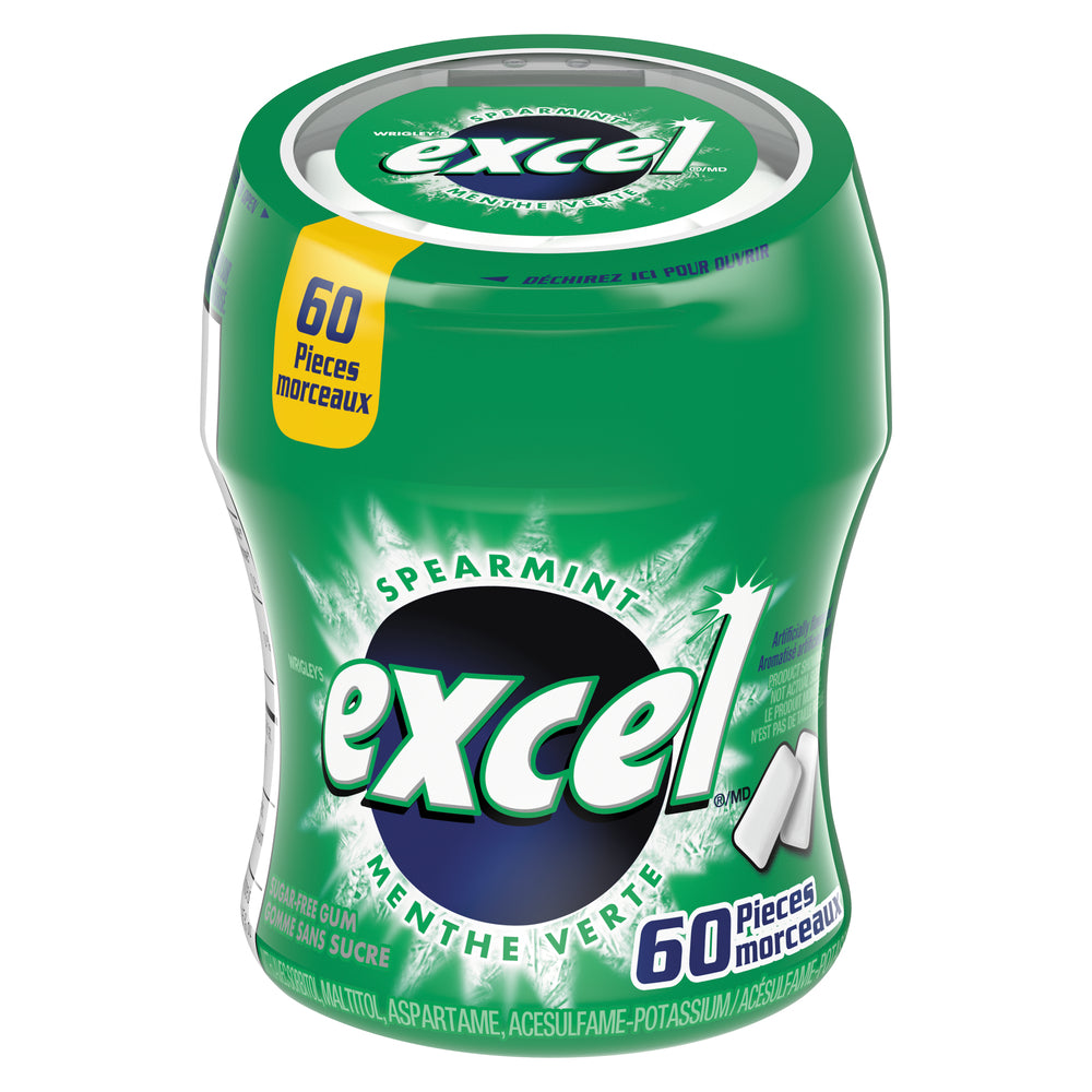 EXCEL GREEN MINT GUM BITE 60 PIECES, 6 X 1 UN