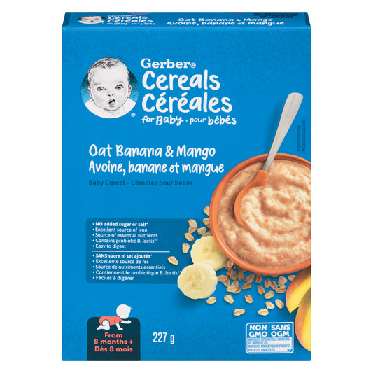 NESTLE GERBER OATMEAL BANANA MANGO CEREAL, 6 X 227 G