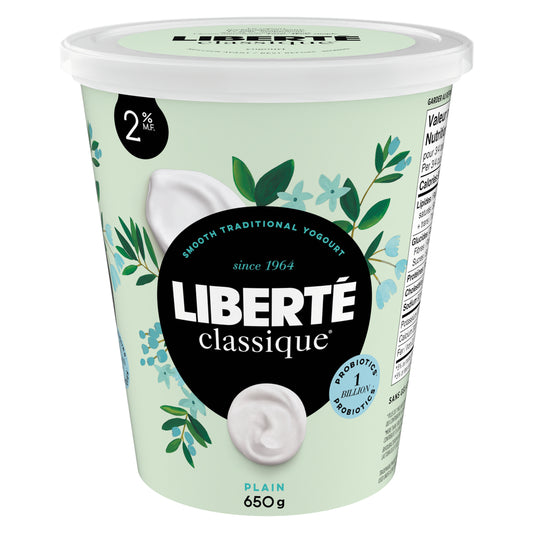 LIBERTE CLASSIC YOGURT 2% PLAIN, 6 X 650 G