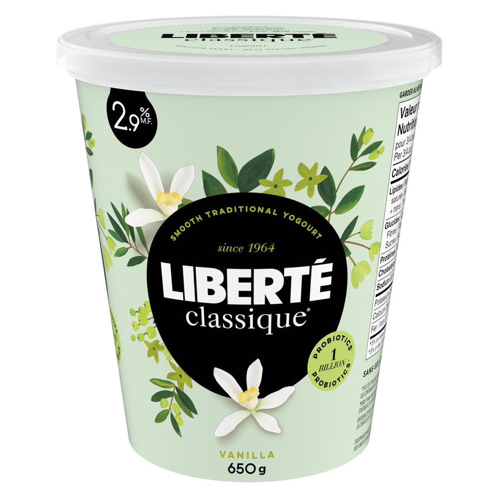 LIBERTE CLASSIC YOGURT 2.9% VANILLA, 6 X 650 G