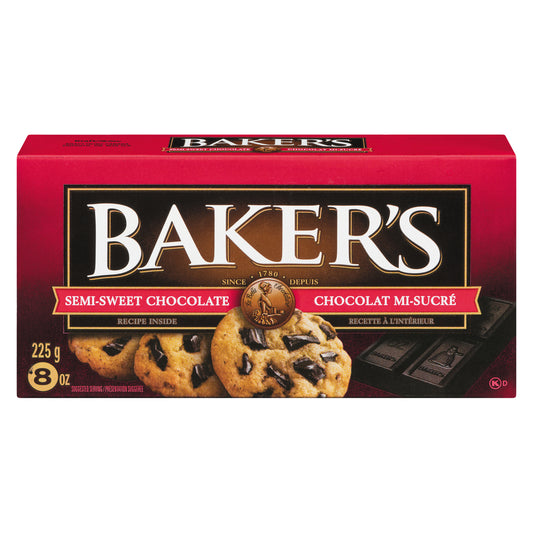 BAKER'S SEMI-SWEET BAKING CHOCOLATE, 24 X 225 G