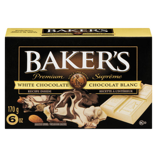 BAKER'S WHITE BAKING CHOCOLATE, 12 X 170 G
