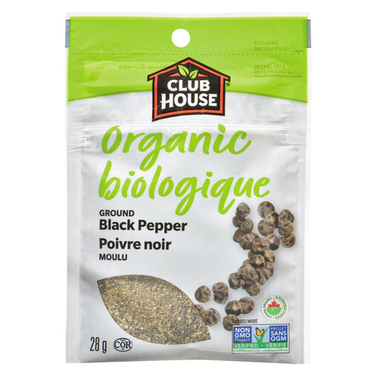 CLUBHOUSE ORGANIC GROUND BLACK PEPPER, 12 X 28 G