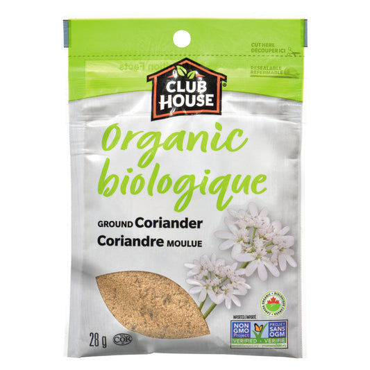 CLUBHOUSE GROUND ORGANIC CORIANDER, 12 X 28 G