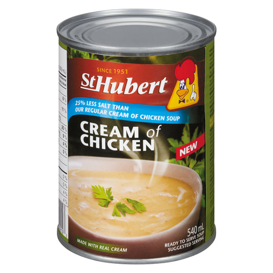 ST-HUBERT LESS SALT CHICKEN CREAM, 24 X 540 ML