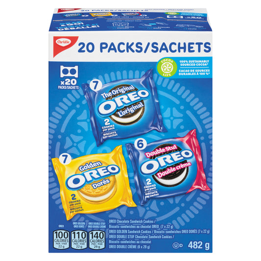 OREO VARIETY PACK 20 COUNT 482G, 4 X 482 G