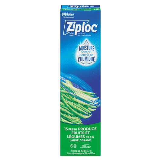 ZIPLOC STORAGE BAGS VEGETABLE LARGE, 12 X 15 UN