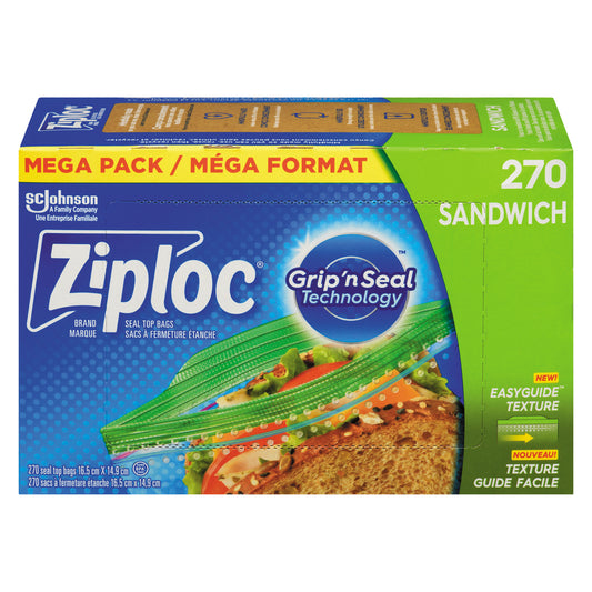 ZIPLOC MEGA SANDWICH BAG, 9 X 270 UN