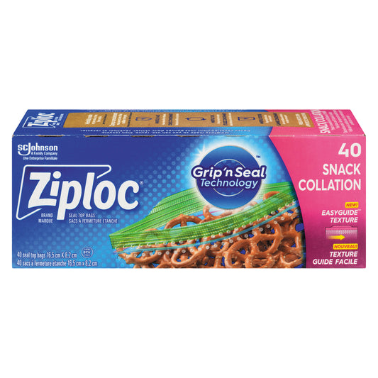 ZIPLOC SNACK BAGS, 12 X 40 UN