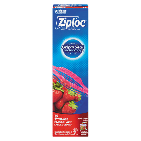 ZIPLOC STORAGE BAGS LARGE, 12 X 19 UN