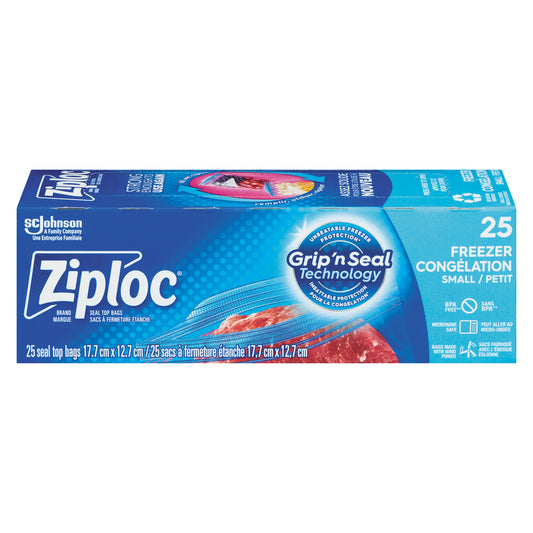 ZIPLOC FREEZER BAGS SMALL, 12 X 25 UN