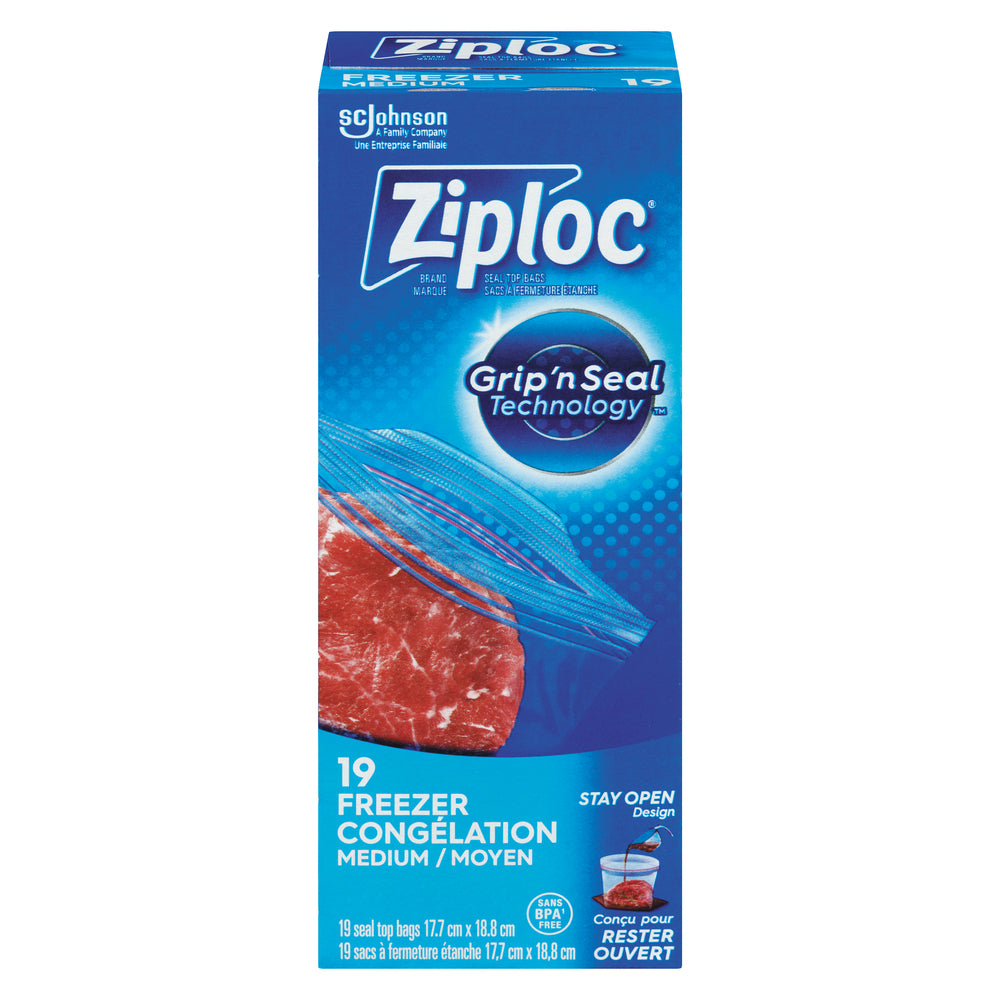 ZIPLOC FREEZER BAGS MEDIUM, 12 X 19 UN