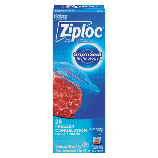ZIPLOC LARGE FREEZER BAG, 9 X 28 UN