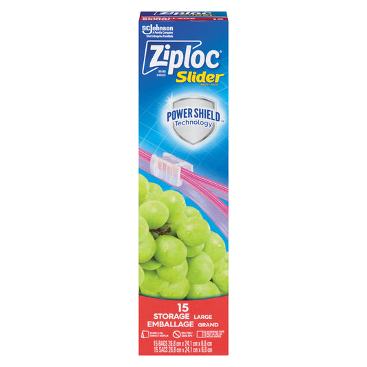 ZIPLOC SLIDELOCK FREEZER BAGS LARGE, 12 X 15 UN