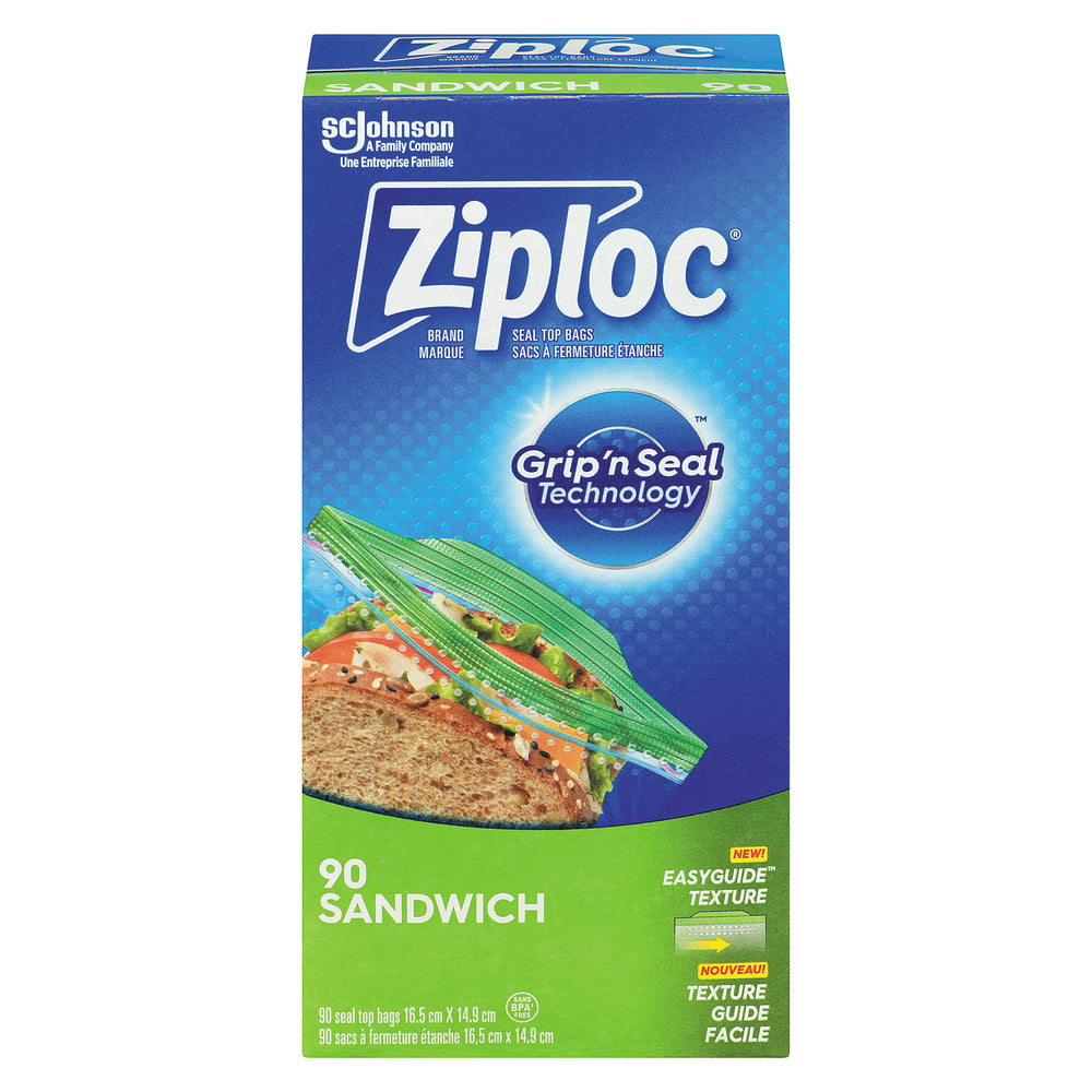 ZIPLOC SANDWICH BAGS, 12 X 90 UN