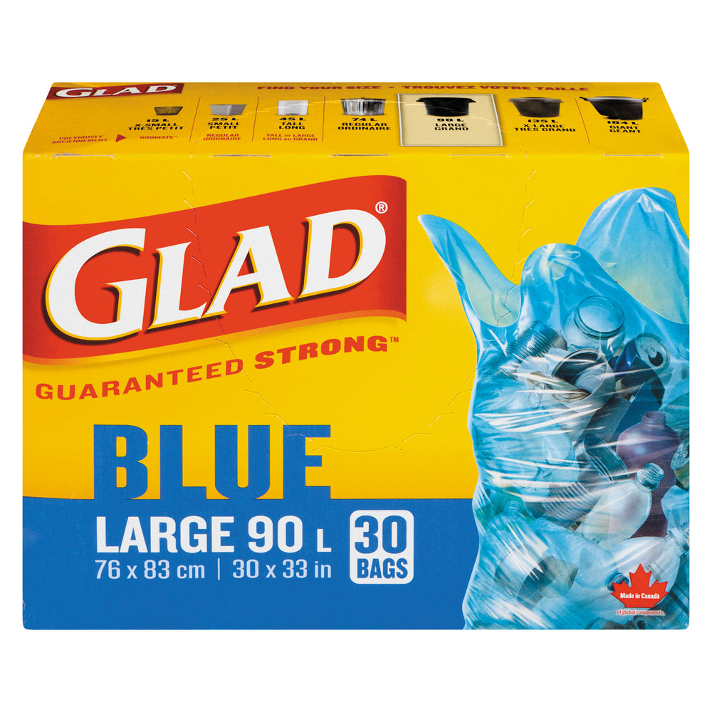 GLAD LARGE BLUE BAGS, 8 X 30 UN
