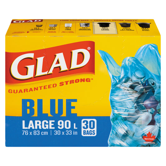 GLAD LARGE BLUE BAGS, 8 X 30 UN
