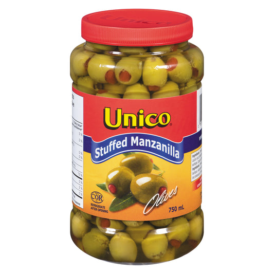 UNICO STUFFED MANZANILLA OLIVES, 12 X 750 ML