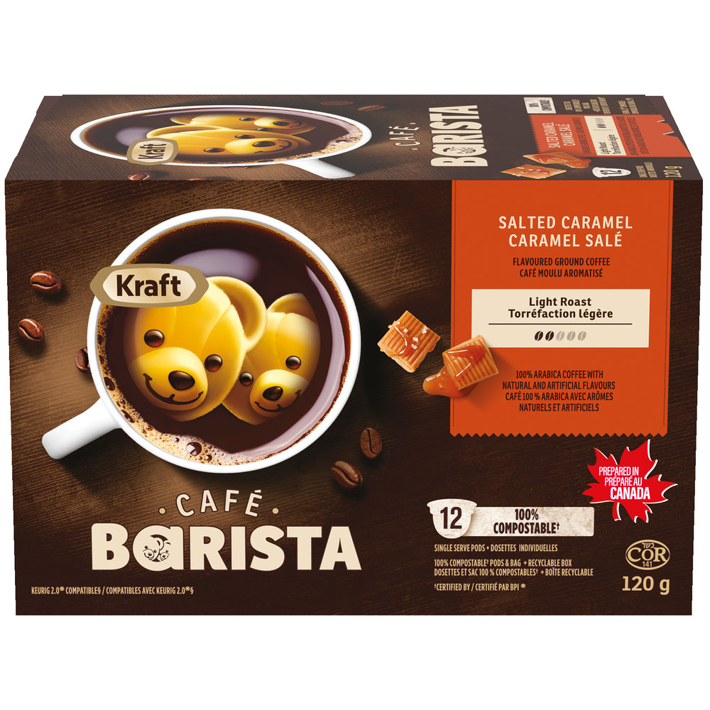 KRAFT CAFE BARISTA SINGLE SERVE POD SALTED CARAMEL, 6 X 120 G