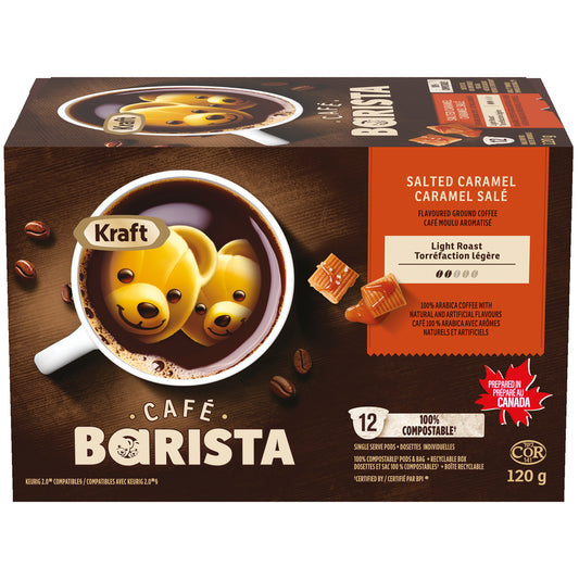 KRAFT CAFE BARISTA SINGLE SERVE POD SALTED CARAMEL, 6 X 120 G