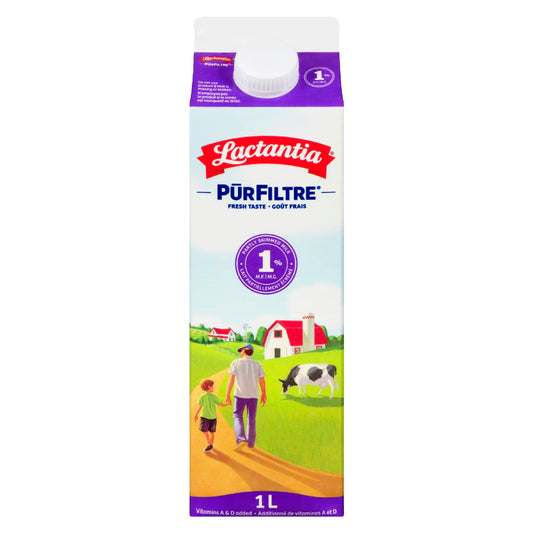 LACTANTIA PUR FILTRE MILK 1% PARTLY SKIMMED, 16 X 1 L