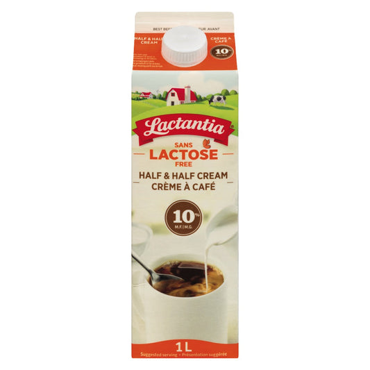 LACTANTIA, CREAM HALF 10% LACTOSE FREE, 16 X 1 L