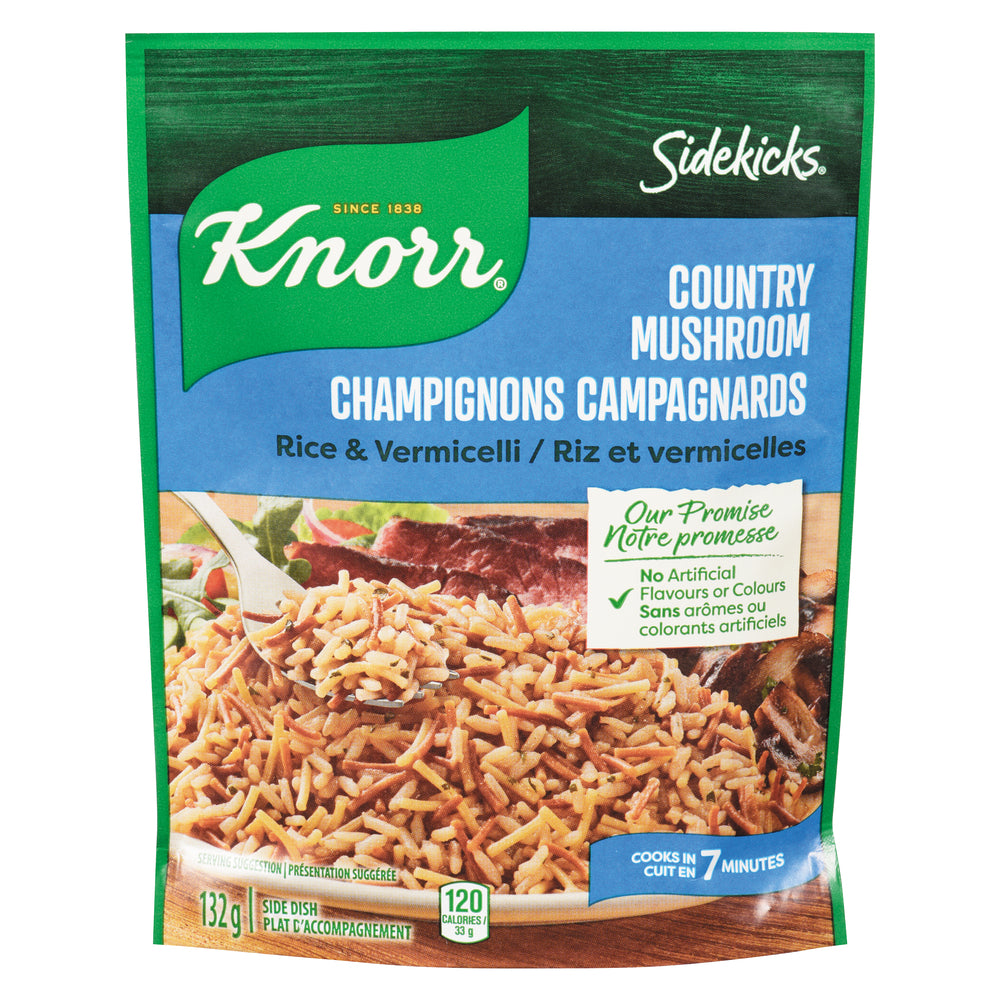 KNORR SIDEKICKS COUNTRY MUSHROOM RICE , 8 X 132 G