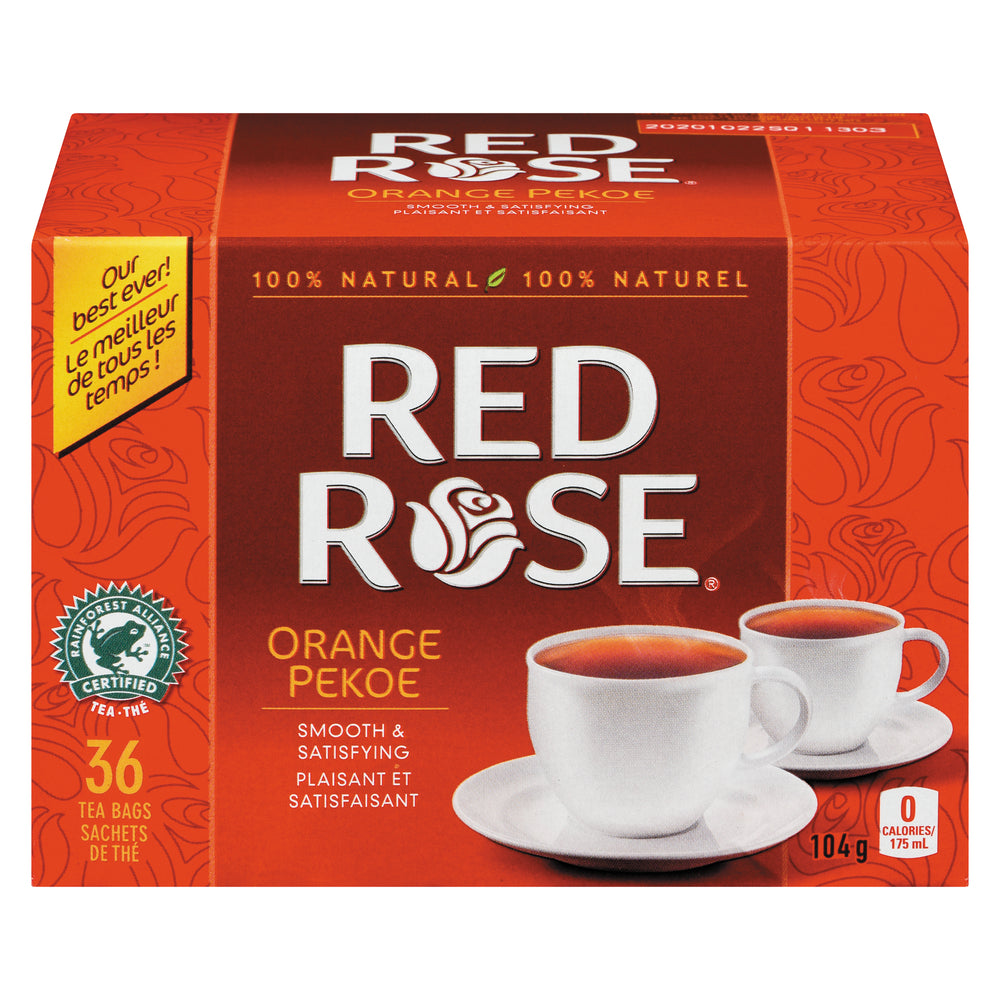 REDROSE ORANGE PEKOE TEA BAGS, 12 X 36 UN