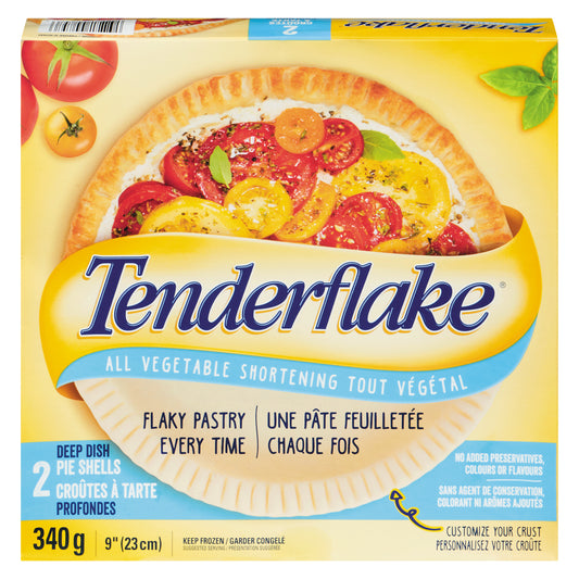 TENDERFLAKE VEGETARIAN DEEP DISH PIE CRUST, 12 X 340 G