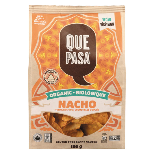 QUEPASA ORGANIC NACHO TORTILLA CHIPS, 12 X 156 G