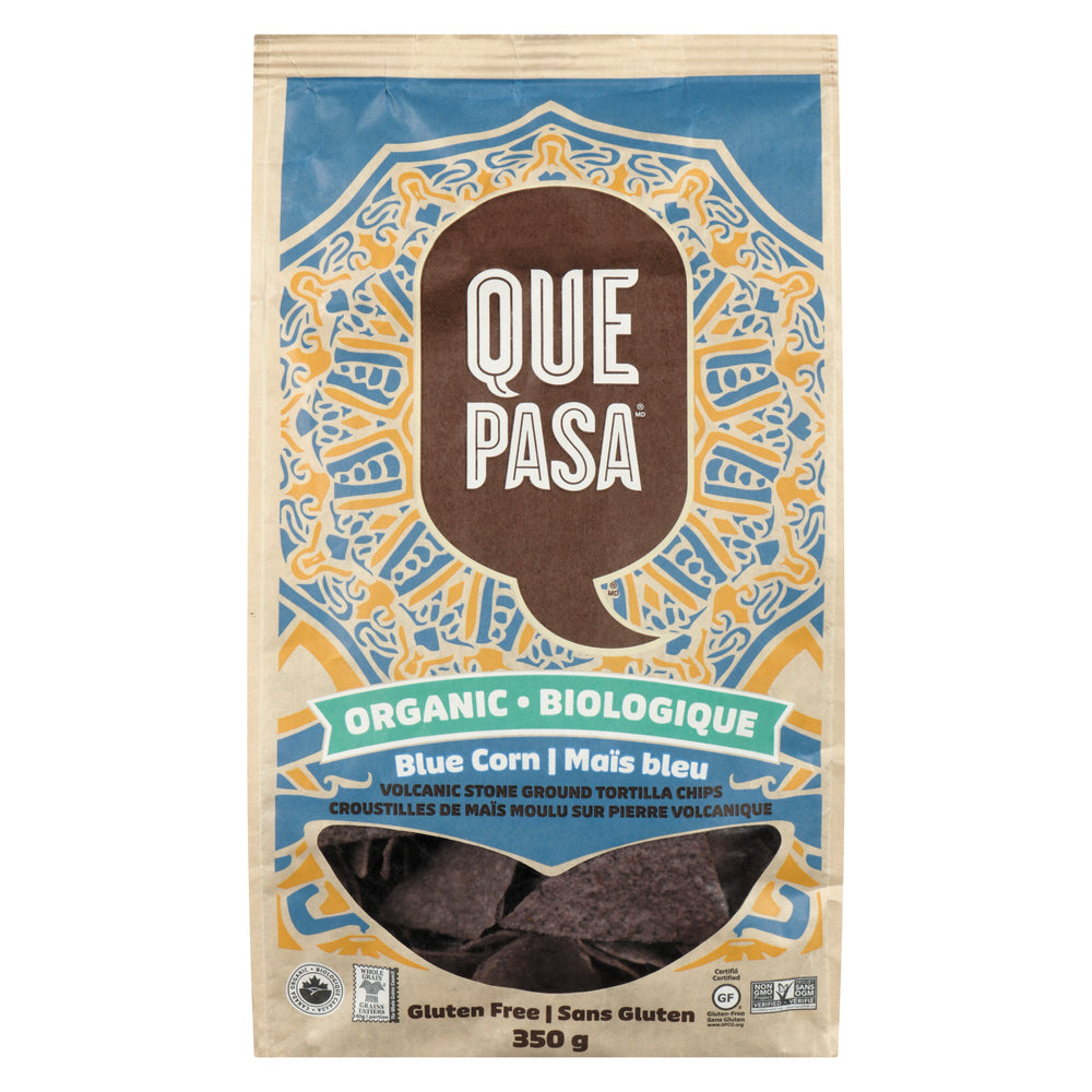 QUEPASA BLUE CORN TORTILLA CHIPS, 12 X 350 G