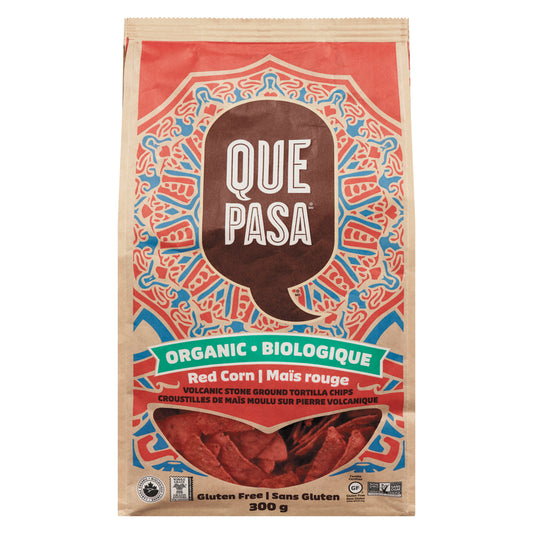 QUEPASA RED CORN TORTILLA CHIPS, 12 X 300 G