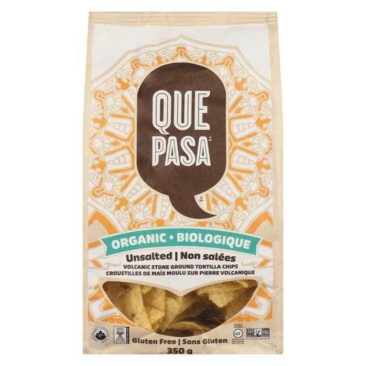 QUEPASA UNSALTED TORTILLA CHIPS, 12 X 350 G