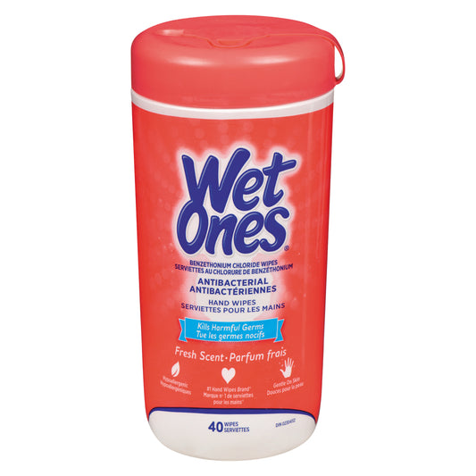 WET ONES ANTIBACTERIAL WIPES, 6 X 40 UN