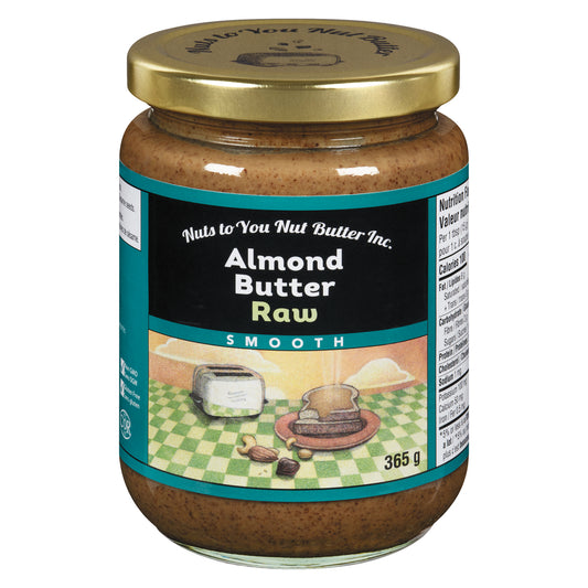 NUTS TO YOU CREAMY RAW ALMOND BUTTER, 12 X 365 G