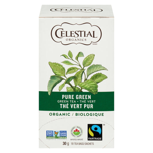 CELESTIAL PURE ORGANIC GREEN TEA, 6 X 18 UN