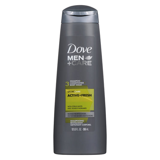 DOVE MEN SHAMPOO 2-IN-1 ACTIVE FRESH, 6 X 355 ML