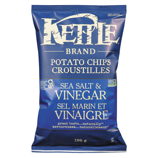 KETTLE MARINATED SEA SALT VINEGAR CRISPS, 12 X 198 G