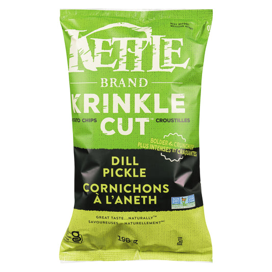 KETTLE DILL PICKLE CRISPS, 12 X 198 G