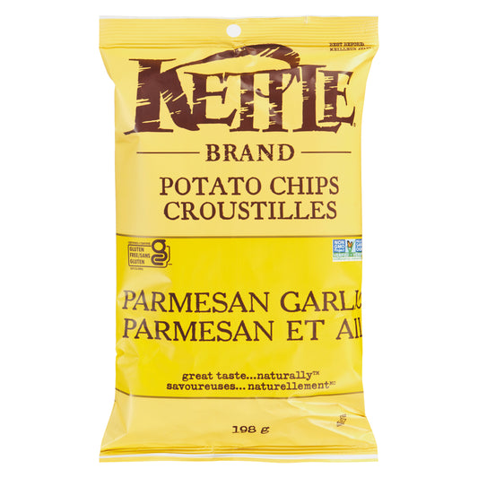 KETTLE GARLIC PARMESAN CRISPS, 12 X 198 G