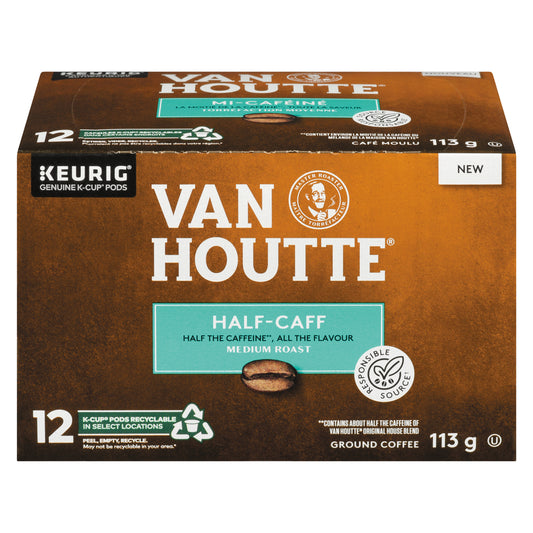 VANHOUTTE COFFEE HALF-CAFF MED, 6 X 12 UN