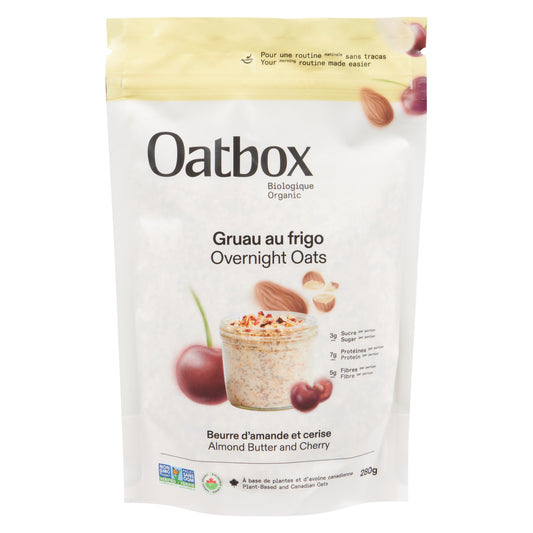 OATBOX CHERRY ALMOND REFRIGERATED OATMEAL, 8 X 280 G