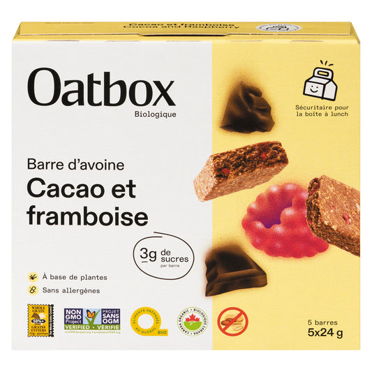 OATBOX RASPBERRY COCOA BARS, 12 X 5 X 24 G