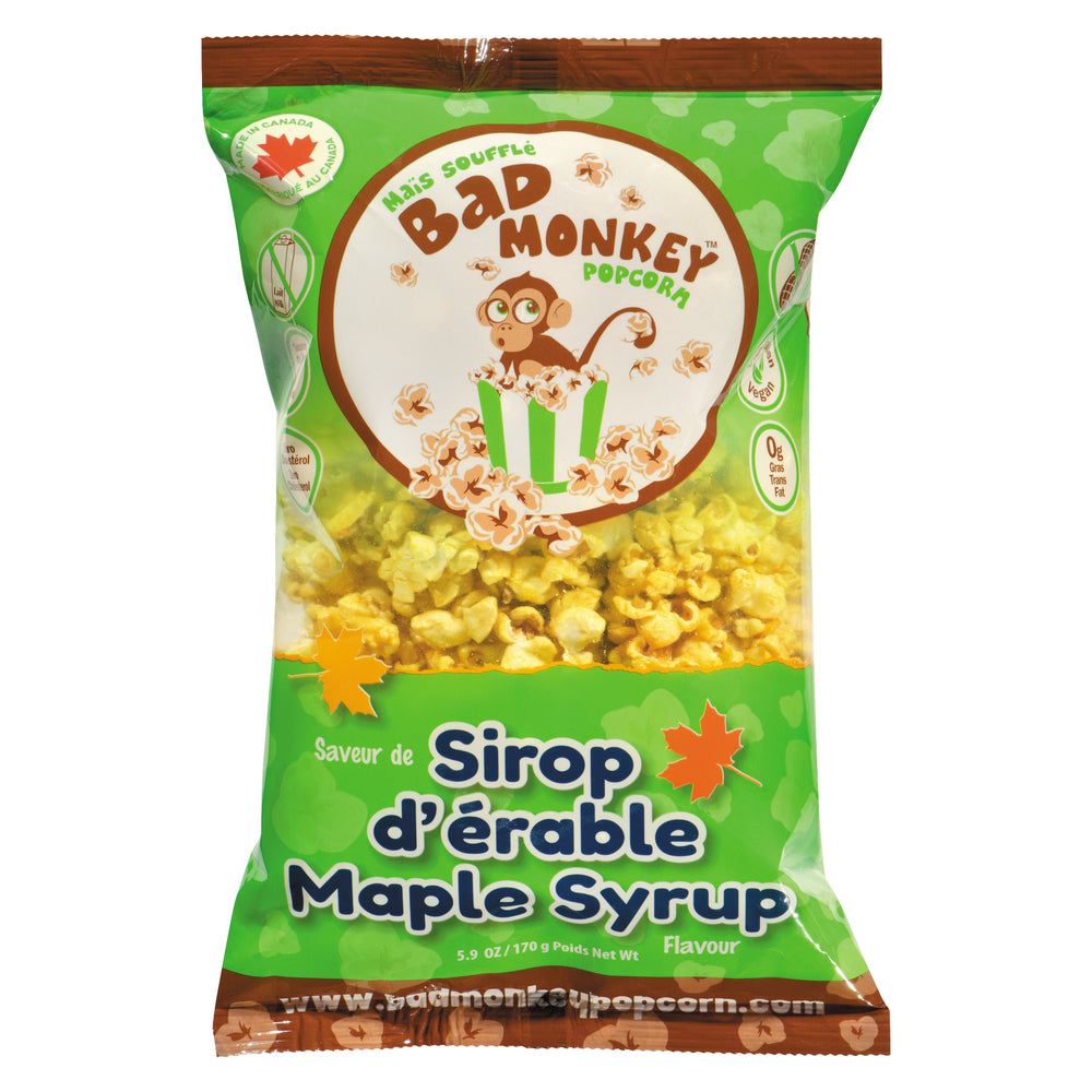 BAD MONKEY MAPLE SYRUP FLAVORED CORN SOUFFLE, 18 X 170 G