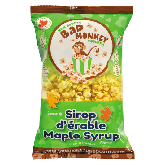 BAD MONKEY MAPLE SYRUP FLAVORED CORN SOUFFLE, 18 X 170 G