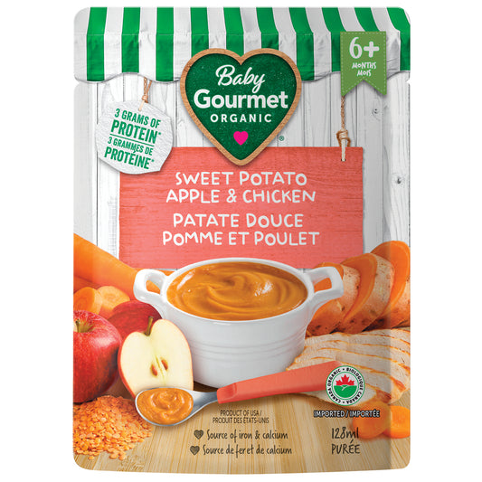 BABY GOURMET SWEET POTATO APPLE CHICKEN, 16 X 128 ML