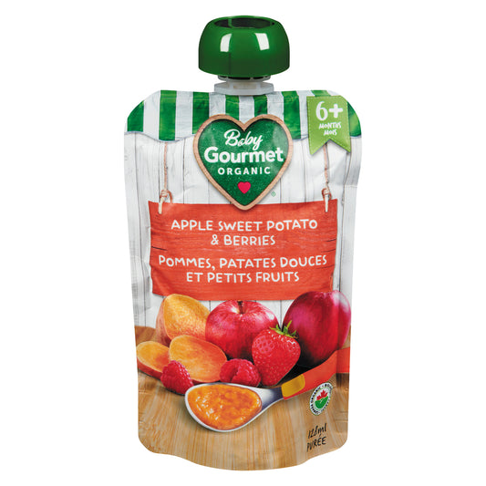 BABY GOURMET APPLE SWEET POTATO FRUIT, 12 X 128 ML